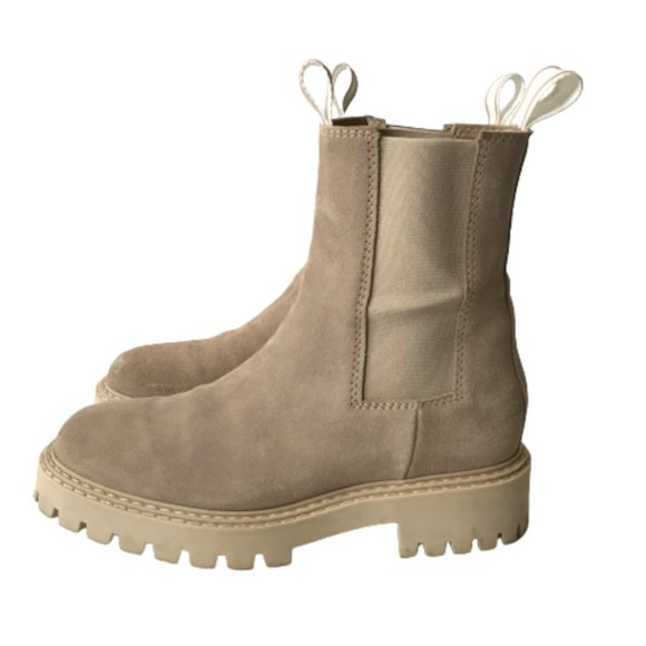 Last Daze Chelsea Boots Booties Womens 41 10 Tan Beige Elastic Side Panel Chunky - Picture 10 of 12